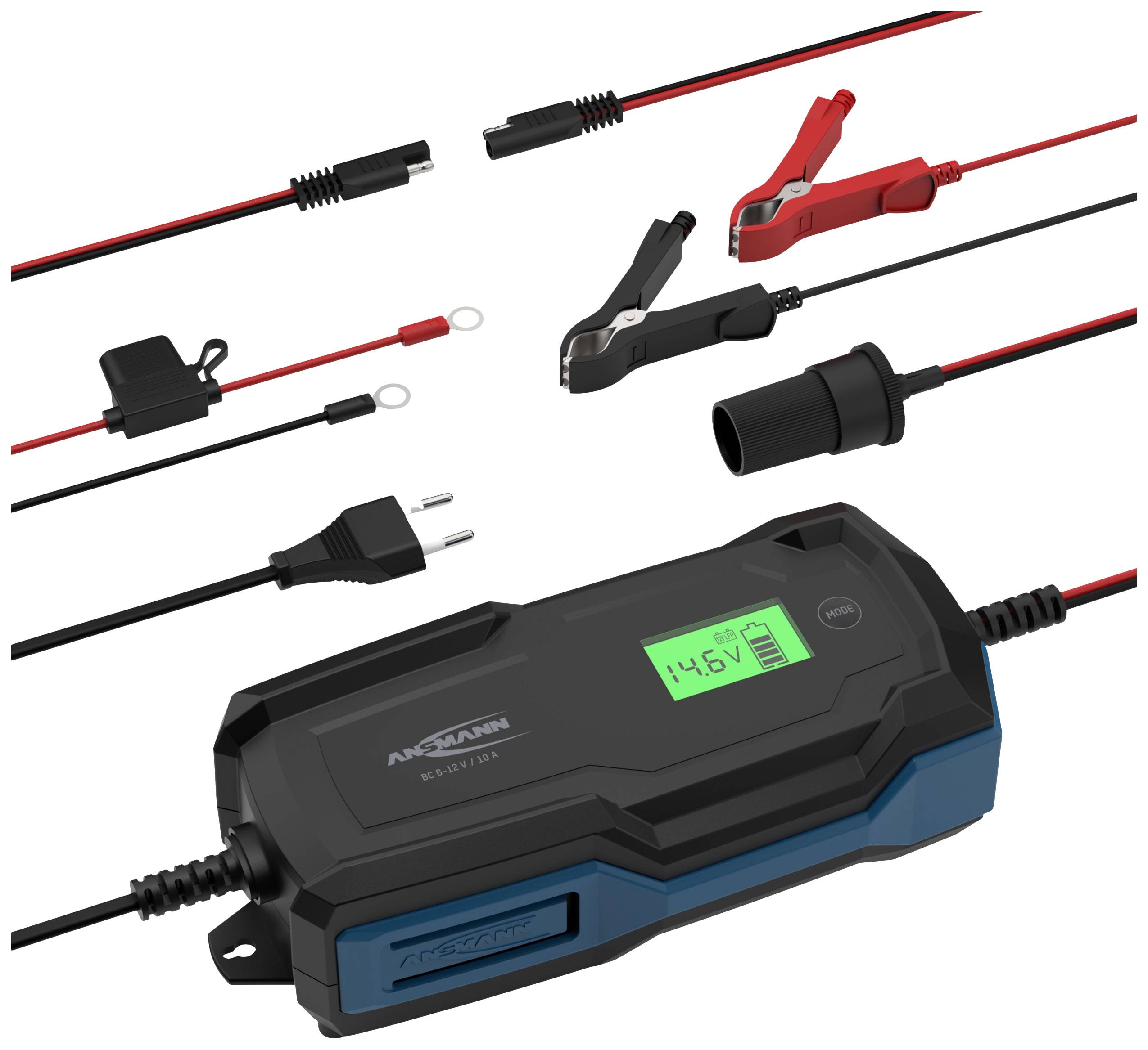 Ansmann BC 6-12V / 10 A 1001-0146 Зарядний пристрій, Випрямляч для майстерні, Контроль стану акумулятора, Тестер акумулятора 6 В, 