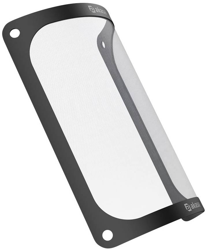 Prostokątny, czarny filtr przeciwkurzowy do obudowy komputera z drobnooczkową siatką i dwoma otworami mocującymi w narożnikach.