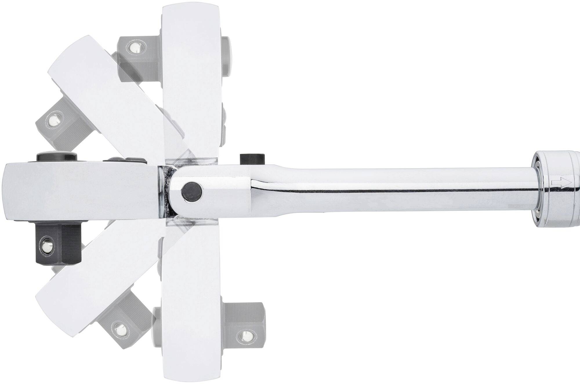 Okucie drzwiowe z wieloma punktami ryglowania dla zwiększonego bezpieczeństwa. Pokazuje mechanizmy ryglujące w kilku kierunkach.