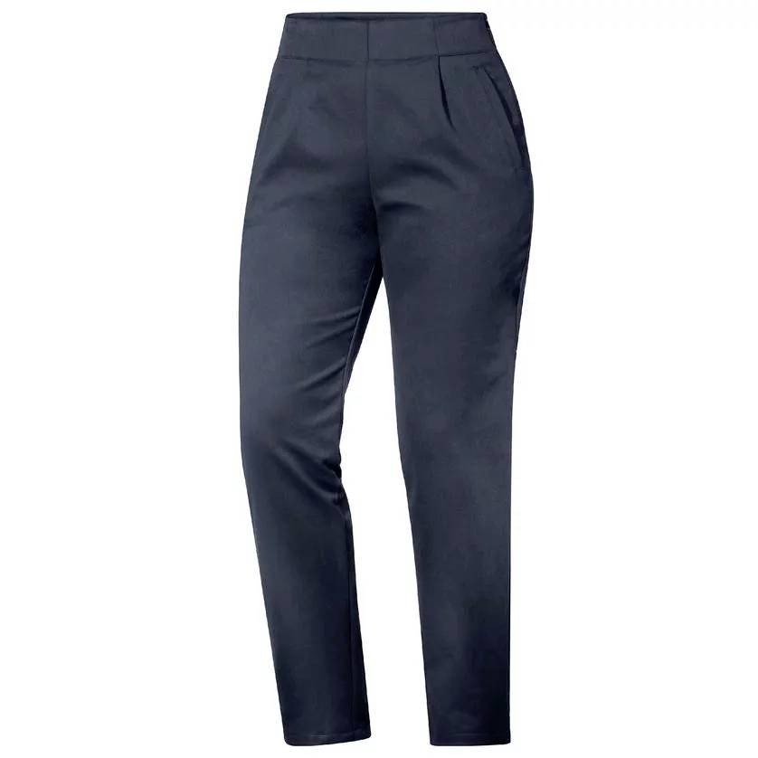 Czarne, proste spodnie, prezentowane na białym tle. Odpowiednie na formalne lub biznesowe okazje.