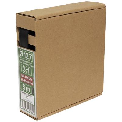 Opakowanie kartonowe z rurką termokurczliwą (Ø 12,7 mm), o stosunku 3:1, długość 5 m, wraz z klejem. Etykieta produktu ze szczegółami.