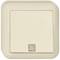 Beżowy włącznik światła w kształcie kwadratu na ścianie.