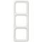 Prostokątna, biała rama z trzema kwadratowymi wycięciami, prawdopodobnie przeznaczonymi na włączniki lub gniazdka elektryczne.