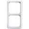 Biały pionowy podwójny ramka, prawdopodobnie do włącznika lub gniazdka elektrycznego.
