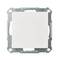 Kwadratowy włącznik światła z ramką metalową i białą osłoną, przeznaczony do montażu naściennego we wnętrzach.