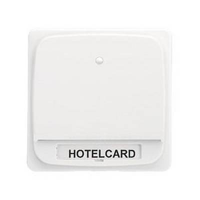 Czytnik kart do pokoju hotelowego z napisem 'Hotelcard'. Typowy element służący do kontroli zużycia energii elektrycznej w pomieszczeniu.