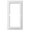 Prostokątna, biała rama naścienna bez części środkowej. Odpowiednia do elektrycznych włączników lub osłon gniazdek.