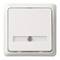 Biały włącznik światła z wbudowanym wskaźnikiem świetlnym pośrodku, który sygnalizuje, czy przełącznik jest włączony, czy wyłączony.