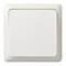 Biały włącznik światła na ścianie, w kształcie kwadratu.