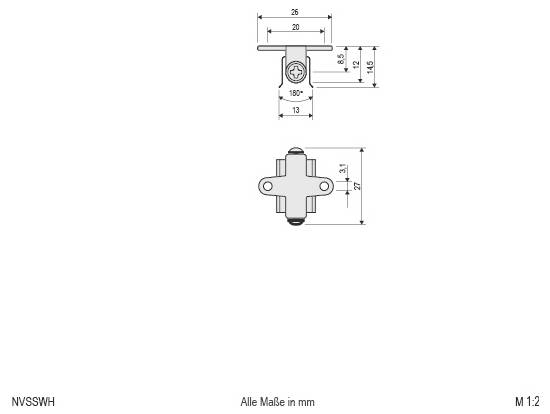 Rysunek techniczny prostokątnego urządzenia przedstawiony w widoku bocznym i górnym, o szerokości 190 mm i wysokości 53/113 mm, z wewnętrznymi komponentami i szczegółami montażowymi.