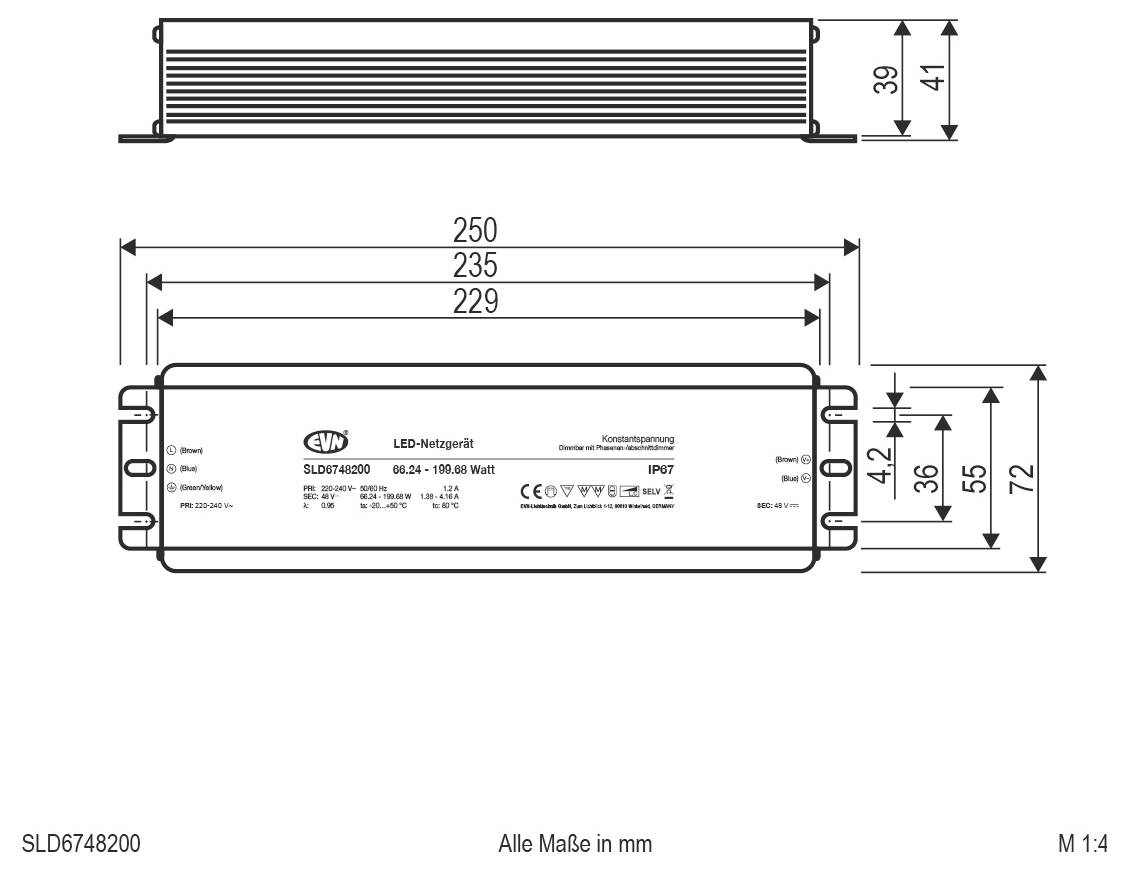 EVN SLD6748200 Urządzenie sterujące LED Stałonapięciowy 199.68 W 48 V Ściemniacz 1 szt.-2