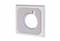 Biały, kwadratowy ramka z okrągłym wycięciem pośrodku, prawdopodobnie przeznaczona do celów montażowych.