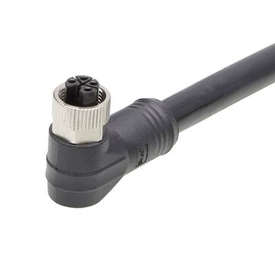 Kabel kątowe z metalowym wtykiem na końcu, przeznaczone do połączeń elektronicznych w zastosowaniach przemysłowych.