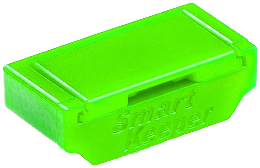 Zielony plastikowy zamek z napisem 'Smart Keeper', prawdopodobnie służący do zabezpieczania lub ochrony złączy lub portów.