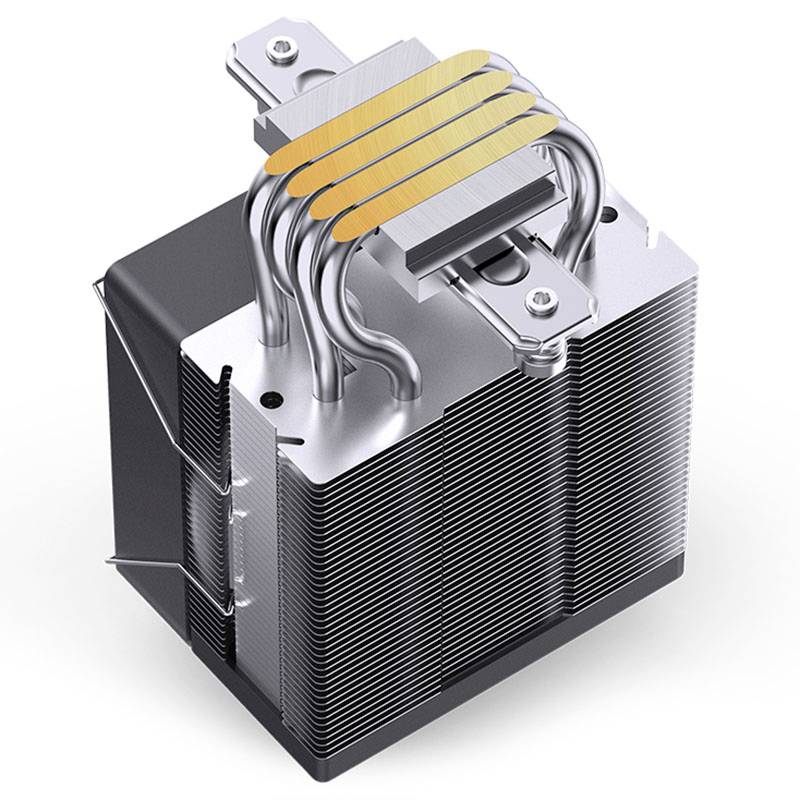 Radiator z żeberkami aluminiowymi i miedzianymi rurarkami cieplnymi do procesorów komputerowych zapewniający wydajne odprowadzanie ciepła.