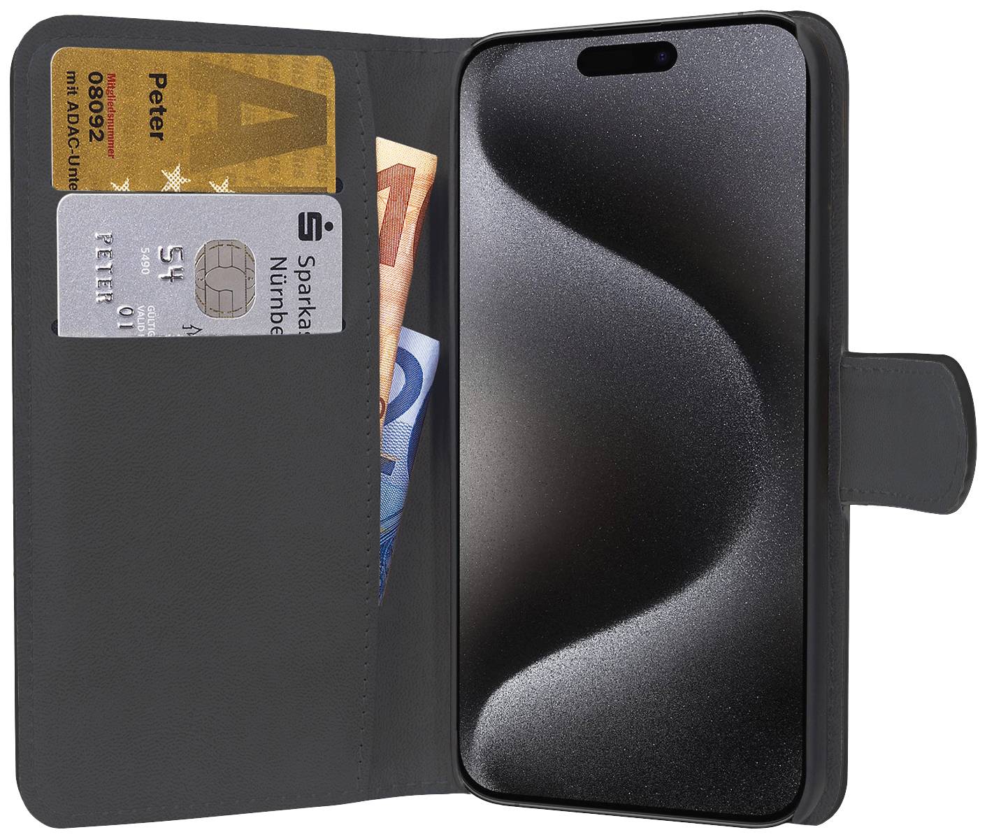 Чохол-брошура для Apple iPhone 15 чорного кольору Pedea 50160975 з функцією підставки