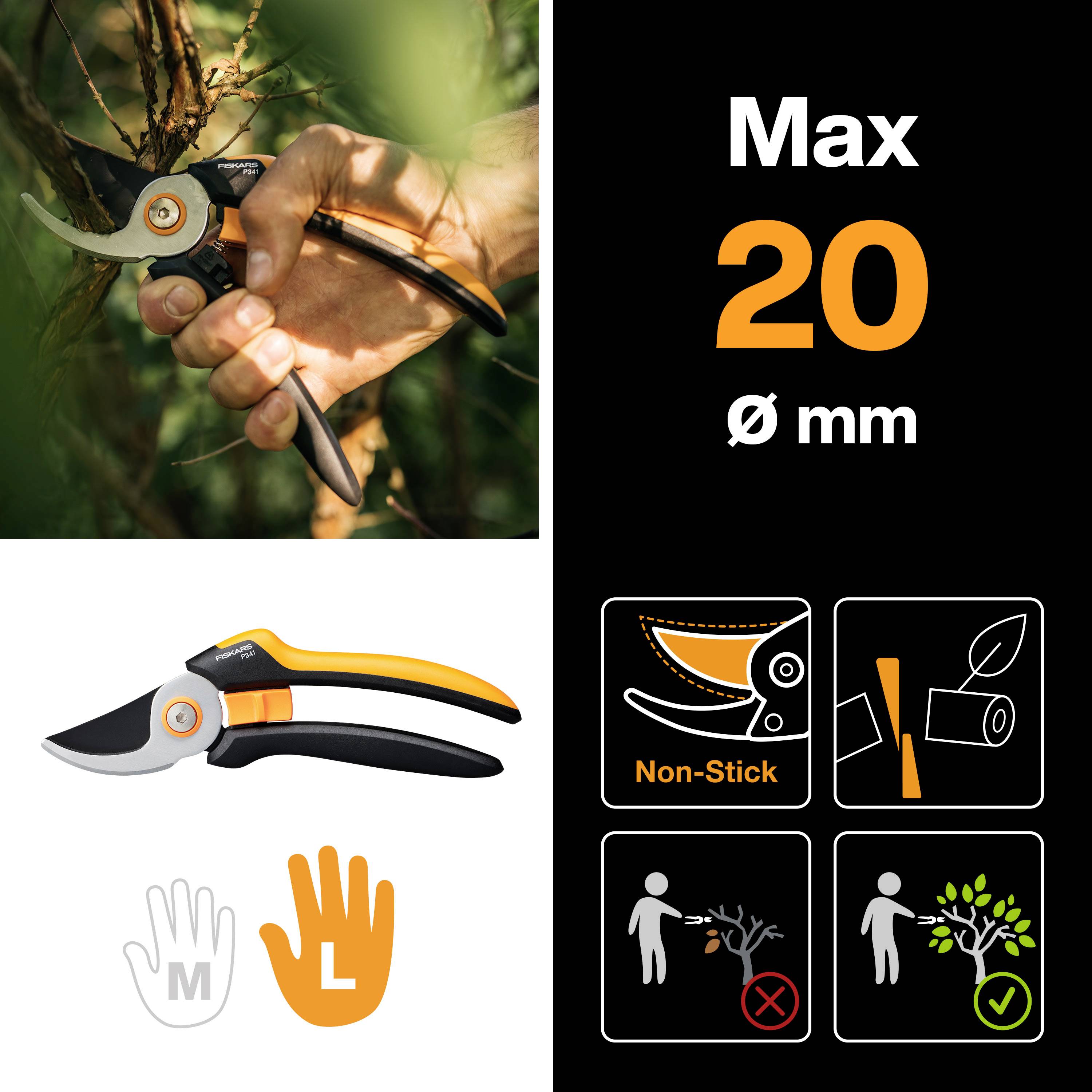 Садовий секатор Fiskars Solid™ P341 205 мм 1057164