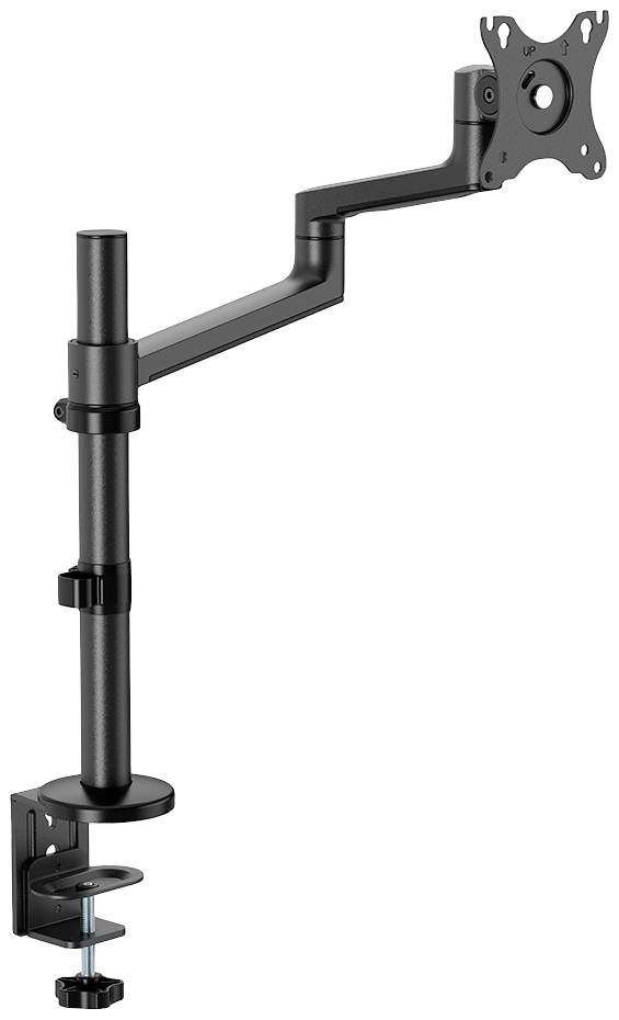 Uchwyt do monitora z regulowanym ramieniem, mocowany za pomocą zacisku do biurka. Kompatybilny z monitorami zgodnymi ze standardem VESA.