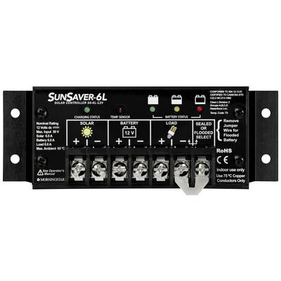 Regulator ładowania słonecznego SunSaver-6L z wyświetlaczami stanu modułu słonecznego, akumulatora i ładowania. Przełącznik do wyboru rodzaju baterii. Certyfikat RoHS.