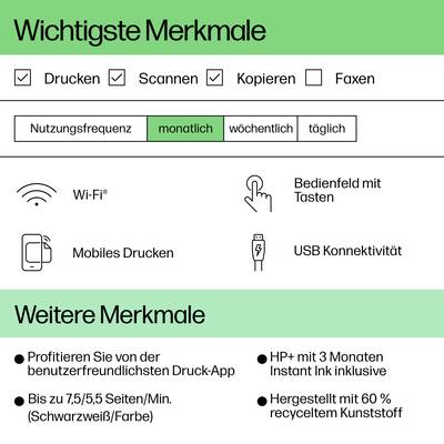 HP Deskjet 2820e All-in-One Drukarka wielofunkcyjna druk atramentowy druk kolorowy A4 drukowanie, skanowanie, kopiowanie-16