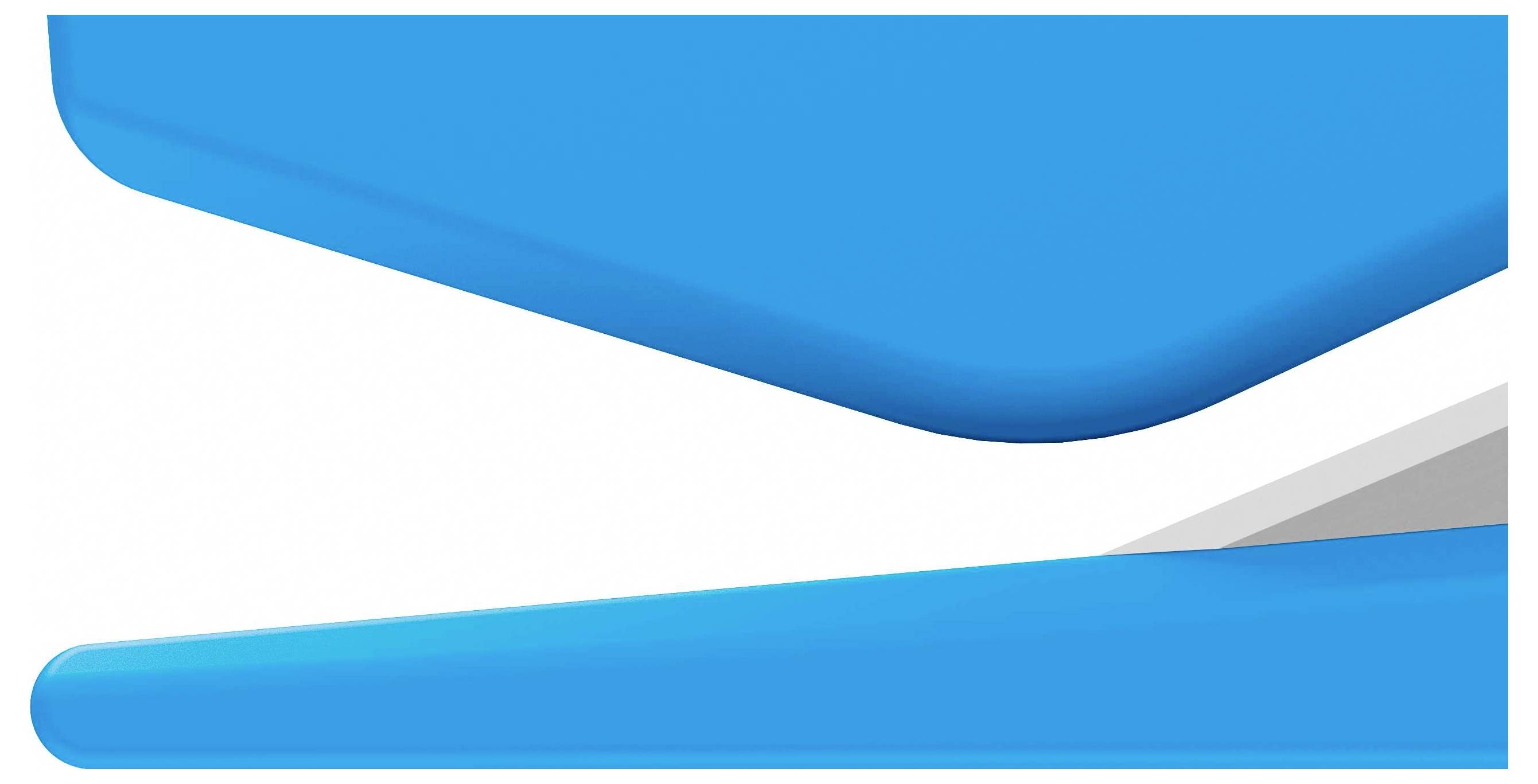 Dwie niebieskie, ukośnie przebiegające formy na białym tle.