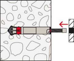 Czubek wiertła w skale ze śrubą skierowaną w prawo, przeznaczony do celów mocujących.
