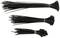Trzy wiązki czarnych opasek zaciskowych o różnych długościach na białym tle.