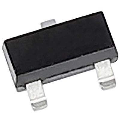 Mały czarny element elektroniczny z trzema metalowymi złączami, typowo stosowany w obwodach elektrycznych i urządzeniach.