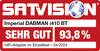 Obraz przedstawia werdykt testowy firmy 'SATVISION' dla Imperial DABMAN i410 BT z oceną 'BARDZO DOBRY' i wynikiem 93,8%, kwiecień 2024.