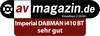 Znak uznania od 'av magazin.de', test indywidualny 2/2024, ocenia Imperial DABMAN i410 BT jako 'bardzo dobry'.