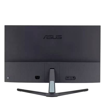 Tylna strona monitora ASUS z wyłączonym ekranem, opływowa podstawa pośrodku.