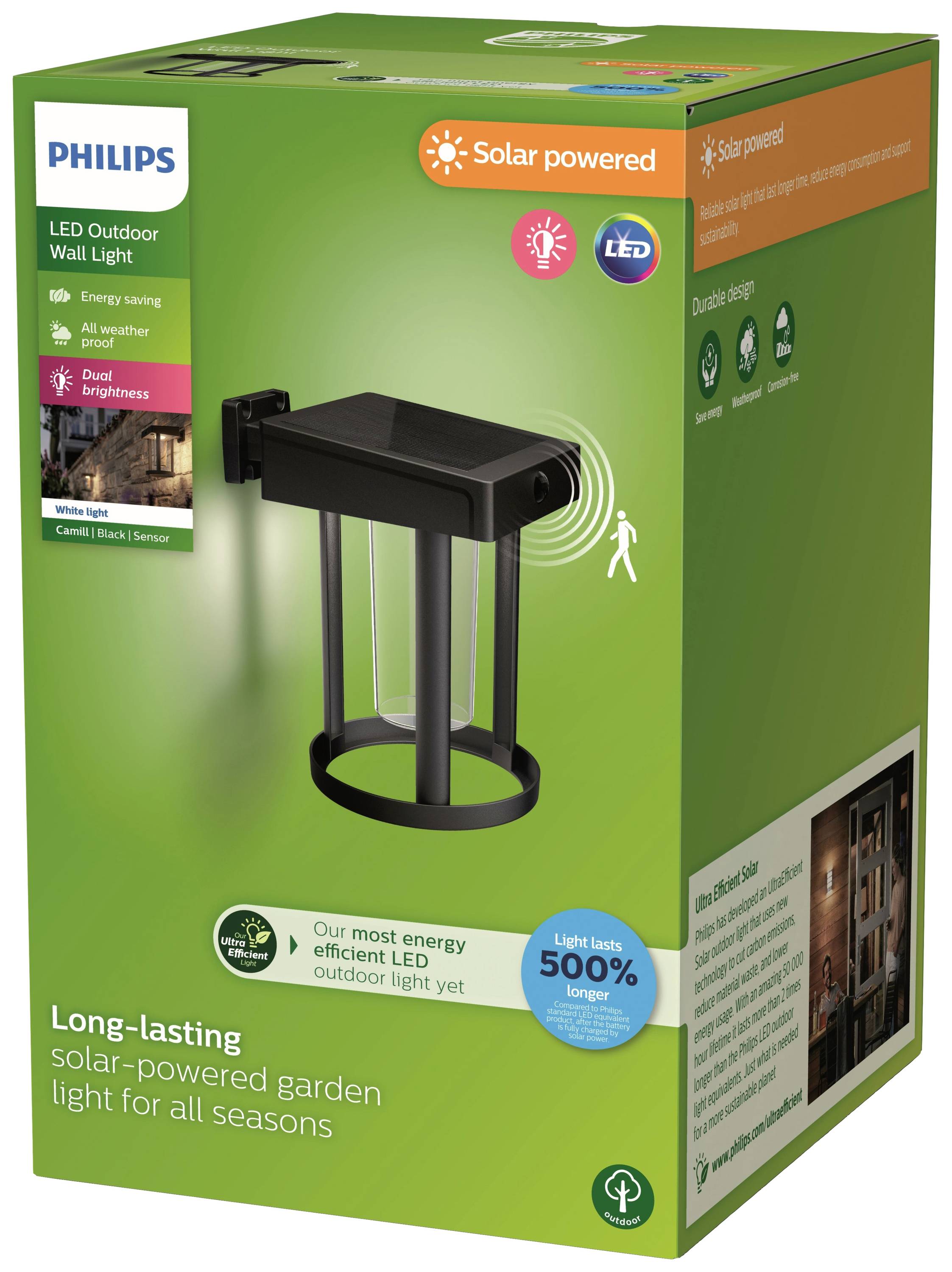 Настінний світильник Philips LED Camill 8720169263932 на сонячній енергії 1,4 Вт з датчиком руху
