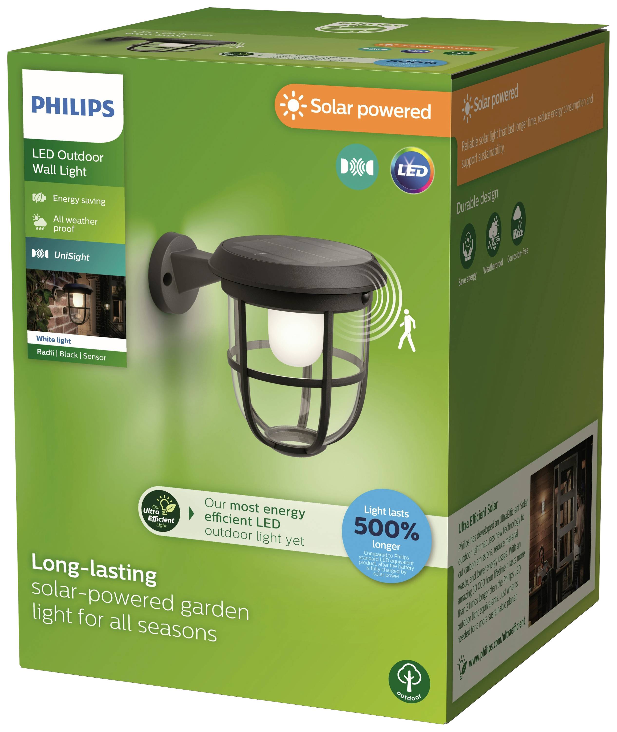 Настінний світильник Philips LED Radii 8720169267176 на сонячній енергії 1,3 Вт з датчиком руху