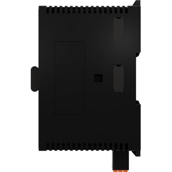 Czarna elektroniczna skrzynka modułowa z wieloma otworami i złączami, prawdopodobnie przeznaczona do zamontowania w urządzeniu technicznym.