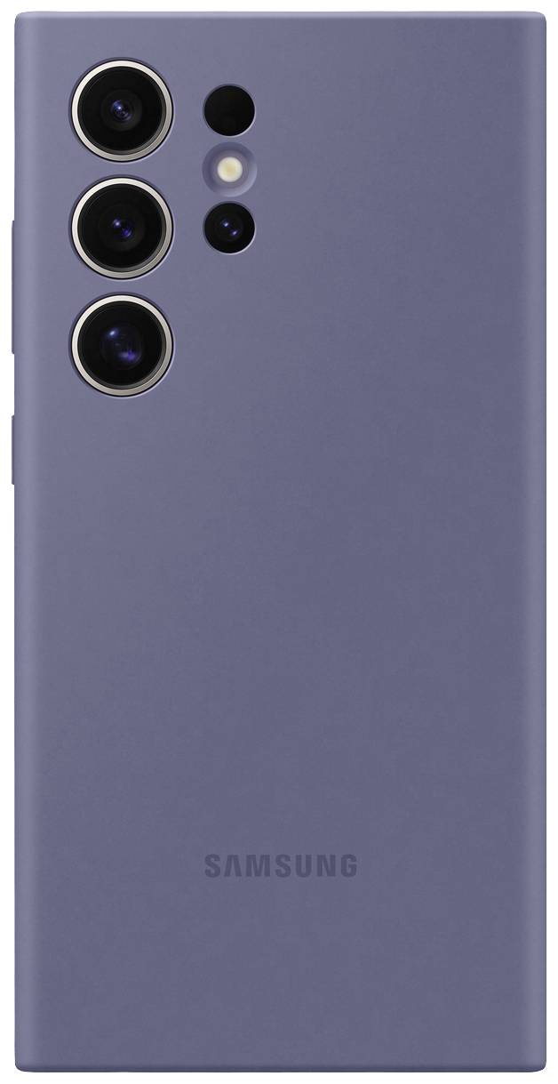 Smartfon z trzema obiektywami aparatu i szarym tyłem, z widocznym logo Samsung na tylnej części obudowy.