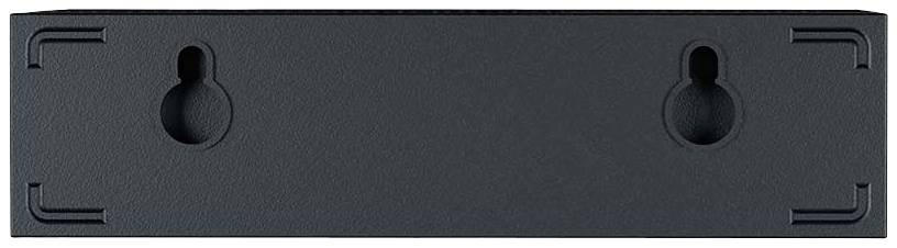 Prostokątna czarna płyta z dwoma otworami w kształcie dziurki od klucza.