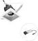 Prostokątne oczko sufitowe z osobnym sterownikiem pokazanym w okrągłym wstawce.