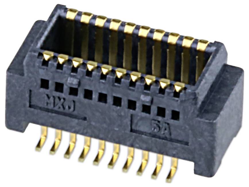 Czarny i złoty złącze elektryczne z wieloma stykkami.