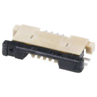 Zbliżenie małego złącza elektronicznego z beżową obudową i metalowymi szpilkami poniżej, zaprojektowanego do montażu na płytkach obwodów.