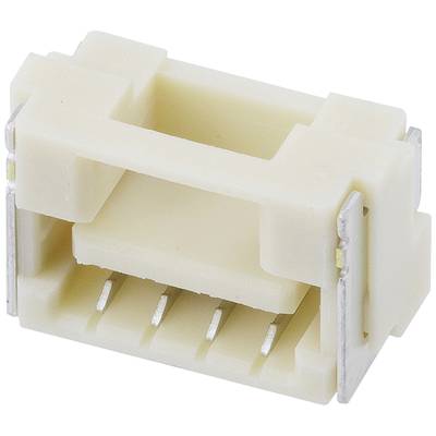 Kremowy, prostokątny wtyk plastikowy z wieloma metalowymi stykami, odpowiedni do połączeń elektronicznych.