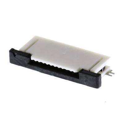 Prostokątny, płaski złącz elektroniczny o białej obudowie i czarnych krawędziach, z widocznymi stykami bocznymi.