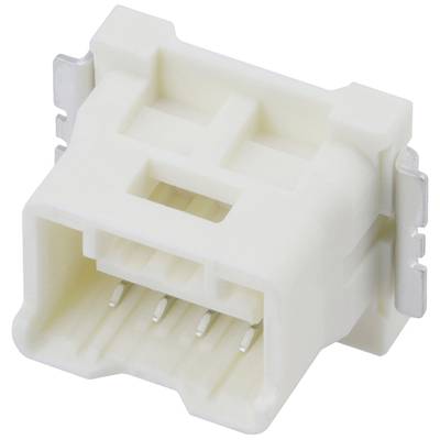 Biały wtyk plastikowy z trzema metalowymi stykami do połączeń elektrycznych.