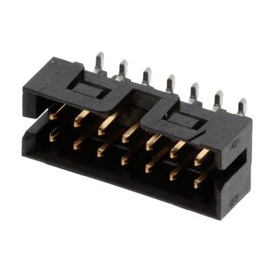 Czarny złącze z kontaktami złoconymi o 10 pinach, służący do łączenia elementów elektronicznych.