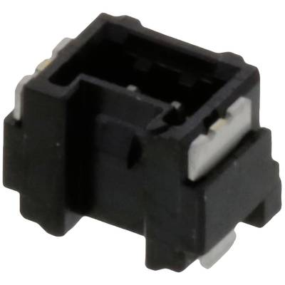 Czarny, prostokątny elektryczny złącz z wieloma metalowymi pinami, odpowiedni do montażu na płytkach drukowanych.