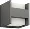 Nowoczesna, kwadratowa lampa ścienna w ciemnoszarym kolorze, która emituje światło w górę i w dół. Idealna do współczesnych wnętrz.
