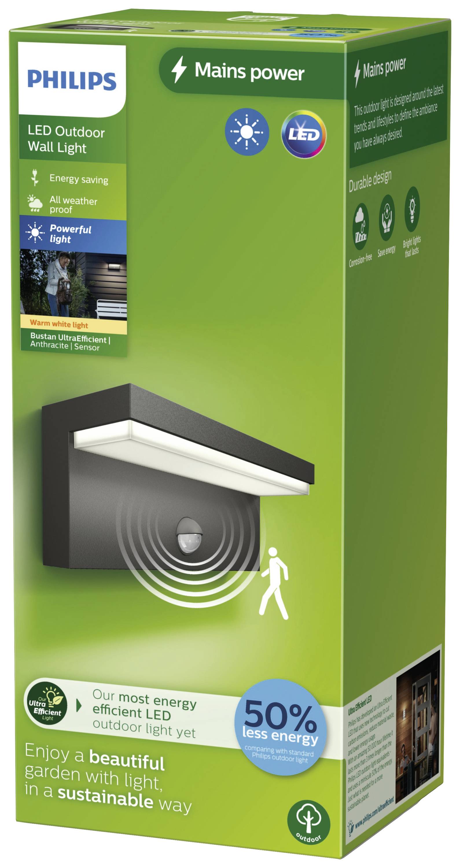 Вуличний світильник Philips LED Bustan з датчиком руху 8720169257399 3.8 Вт 800.00 лм IP44