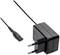 Wtyczka czarnego zasilacza z dwoma okrągłymi stykami i odłączalnym przewodem, odpowiednia do europejskich gniazdek elektrycznych.