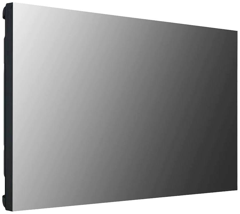 Prostokątny, płaski ekran o metaliczno-szarej powierzchni, pozbawiony widocznych elementów sterujących lub złączy.