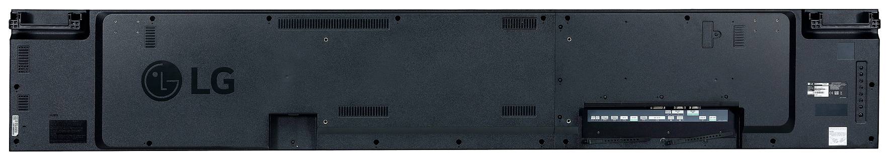 Tylna strona urządzenia LG z wieloma złączami i logo LG.