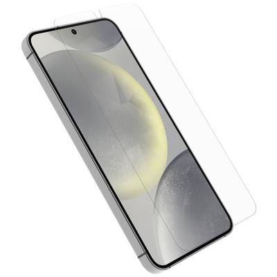 Smartfon z folią ochronną zabezpieczającą ekran przed zarysowaniami. Wyświetlacz prezentuje abstrakcyjny obraz z kulami.